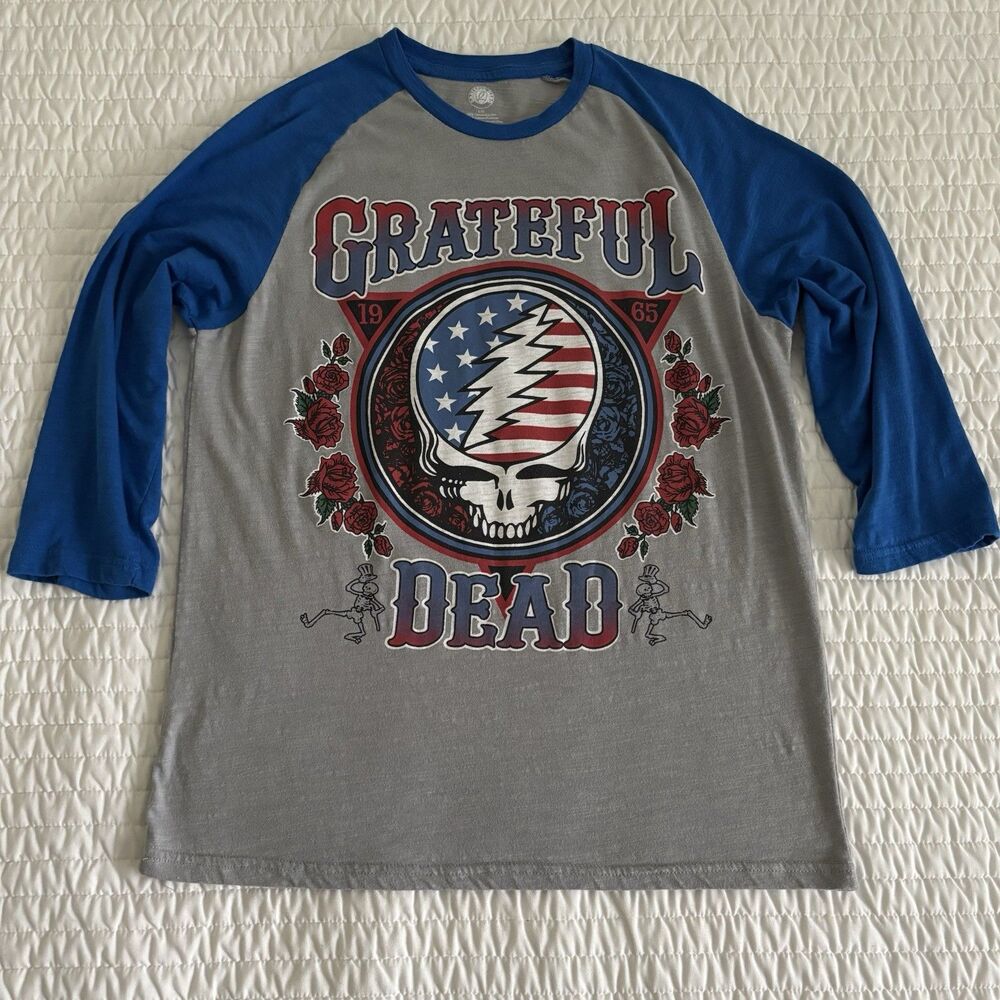 EUC Grateful Dead Official Brand Raglan Half Sleeve Shirt Size Large